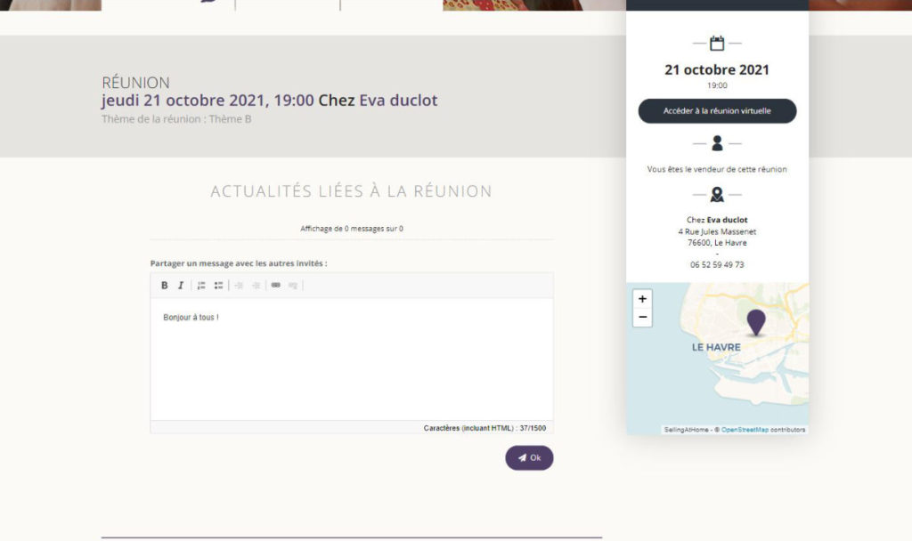 Mini-site de réunion : chat en ligne
