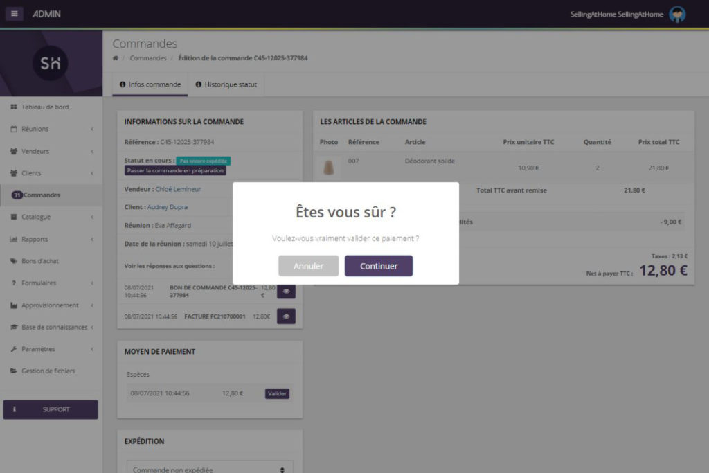 Suivi de l’encaissement